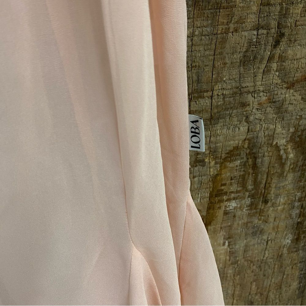 LOBA sheer Pink Midi Dress April Pastel Pink puff sleeves lingerie Revolve S - Picture 11 of 15